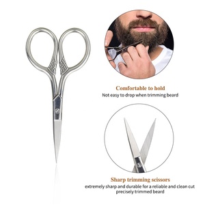 Metal <strong>Mustache</strong> Grooming <strong>Scissors</strong> Folding Custom Beard Comb Wood Beard Care Kit With Bag - Product Image 3
