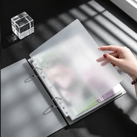 Grand classeur A5 en PP transparent givré de 0,8 mm, avec 2 feuilles de séparation standard pour feuilles mobiles, style spirale à 2 anneaux