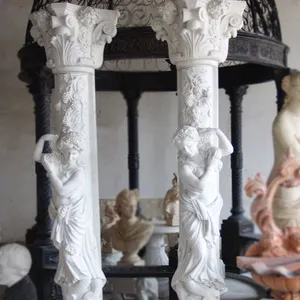 Outdoor And Indoor Natural Carved Morden Roman Column White Marble Stone Pillar