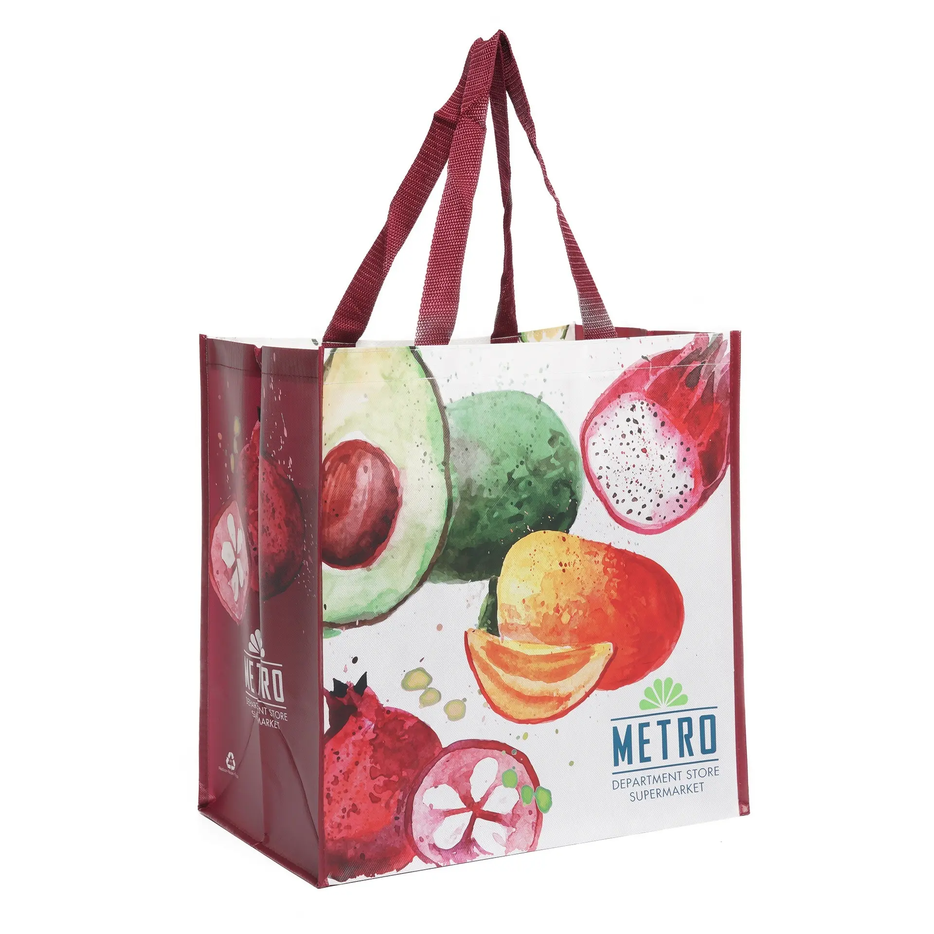 Bolsa de compras laminada de polipropileno, bolsa grande impermeable con logotipo, personalizada, Rpet Pp