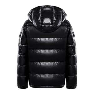 Doudoune d'extérieur en duvet de canard brillante pour l'hiver Doudoune à capuche avec fermeture éclair légère thermique intérieure coupe-vent Doudoune personnalisée pour hommes - Product Image 4