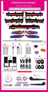 Luces LED Interiores Mejoradas para Honda Civic 11ª Generación 2022-2025, Cubierta de Altavoz, Luz Ambiental, 64 Colores, Efecto Arcoíris - Product Image 6
