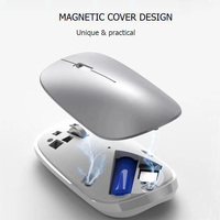 Mouse Nirkabel Mini Ultra Tipis 3D Pengisian Daya Tanpa Suara 2.4G 1600dpi Dual-Mode USB Type-C untuk Mac iPad IOS Ergonomis