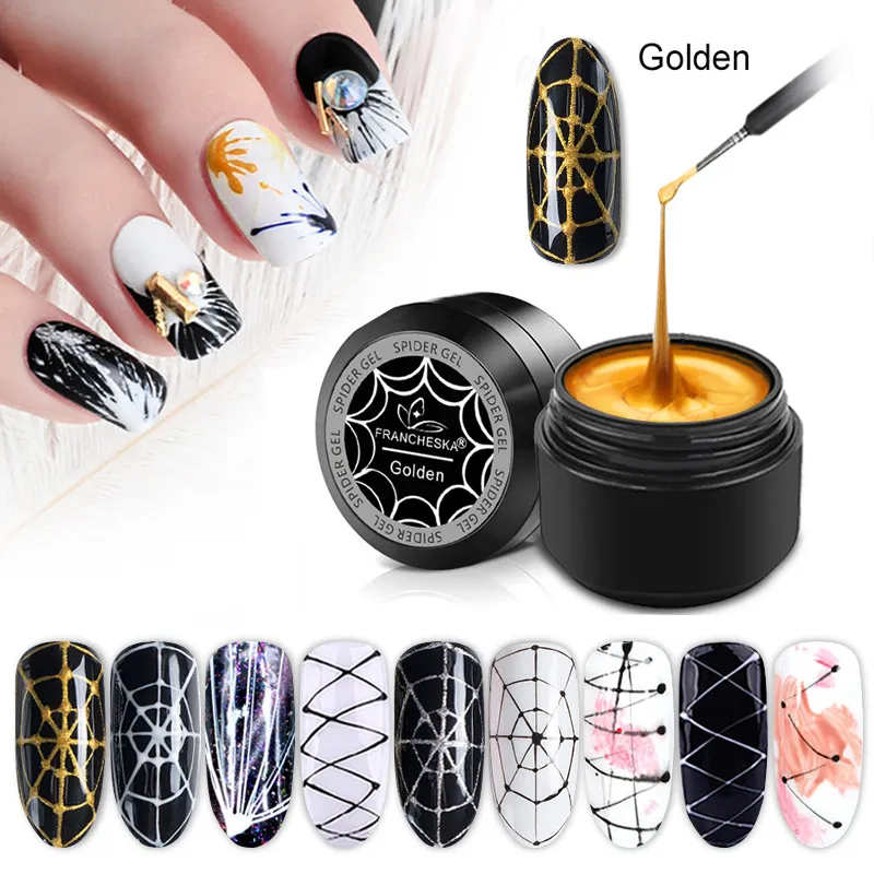 Hot 6 màu 8ml đánh bóng gel Spider cho móng tay nghệ thuật UV Gel đánh bóng móng tay nghệ thuật phụ kiện trang trí công cụ làm móng tay Nguồn cung cấp bán buôn