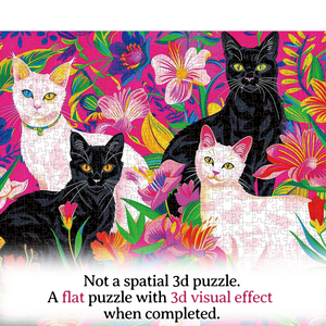 Creative Jigsaw Puzzle 1000 Pieces Cats <b>Floral</b> Design Matte Finish Cardboard <b>Box</b> Unisex 14 Years & Up - Product Image 6