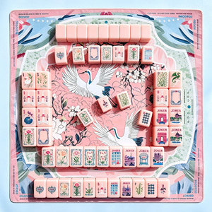 160 tuiles de mahjong américaines en acrylique rose <span class=keywords><strong>parisien</strong></span> |   Ensemble de décorations en cristal peintes à la main pour la maison, les jeux et les cadeaux - Product Image 1