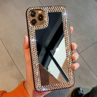 Coque de téléphone de luxe avec miroir de maquillage et diamants pour iPhone 13 Pro Max 12 11 Pro Max