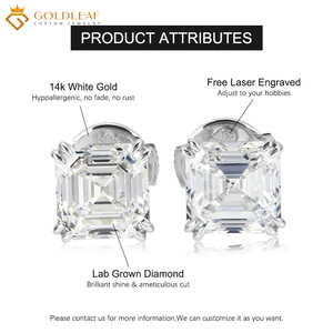 Pendientes de Diamantes Cultivados en Laboratorio con Corte Asscher, 3 Quilates, DEF, VVS, Oro Blanco de 14K, Goldleafgem, Joyería para Mujer, Bodas y Fiestas - Product Image 4