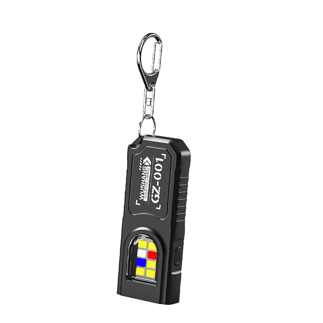 Multifunctional EDC Keychain LED Flashlight Detecting Waterproof Rainproof Rechargeable Battery Bicycle Night Riding
