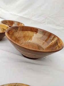 Tazón pulido de madera de Acacia hecho a mano de alta calidad, tazón para servir de diseño moderno, restaurante de Hotel, seguro, servicio de ensalada de frutas personalizado - Product Image 4