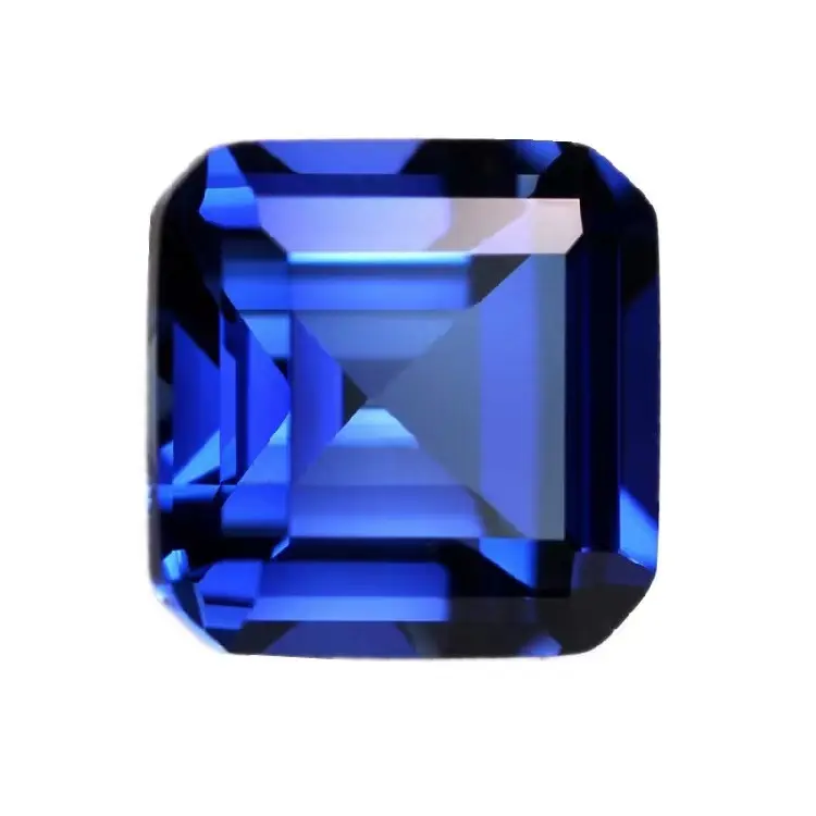 Lab grown blue sapphire burma cornflower blue royal blue sapphire 9*9mm square shape emerald cut sapphire loose gemstone