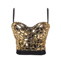 Perles diamant Sexy discothèque fête femmes haut Push up été Cami haut Bralette soutien-gorge porter musique Festival Corset hauts 1790