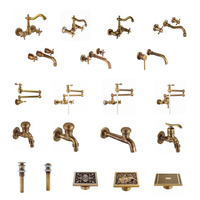 Robinet de machine à laver mural en laiton doré, mitigeur monocommande pour eau froide, style vintage, pour salle de bain et jardin extérieur