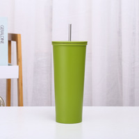 Gobelet isotherme en acier inoxydable à double paroi avec paille pour jus et lait, idéal pour les voyages - Vente en gros