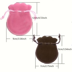 Pochette en velours de luxe personnalisée avec logo 7*9cm 9*12cm, pour boucles d'oreilles, collier, bracelet, bague, petits cadeaux, emballage, sac à cordon, pochette à bijoux - Product Image 2