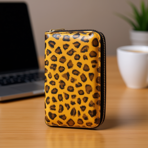 Tarjetero con estampado de leopardo, billetera compacta con cierre de cremallera de cuero Pu de 7 pulgadas para tarjetas de crédito - Product Image 2