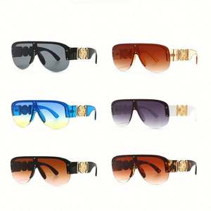 Lunettes de soleil vintage surdimensionnées avec logo personnalisé, nouvelle collection, pour hommes et femmes, monture large, protection UV400, modèle monobloc - Product Image 6