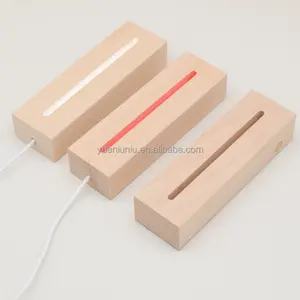 Hot Sale DIY Blank Acrylic Plate Table Night Light Rectangle Wooden Lamp base for kid