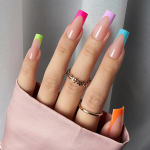 Set di 150 <span class=keywords><strong>Unghie</strong></span> Finte Stile Francese, <span class=keywords><strong>Lunghe</strong></span> e Quadrate, in Cinque Colori, Applicazione Facile - Product Image 3