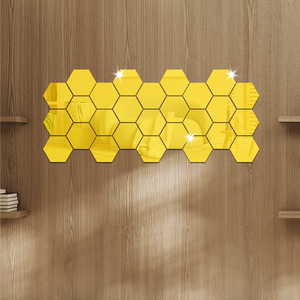 12 pz moderno autoadesivo 3D esagono acrilico specchio rimovibile per soggiorno TV sfondo fatto <span class=keywords><strong>da</strong></span> te decorazione per la casa arte della <span class=keywords><strong>parete</strong></span> Sticker - Product Image 6