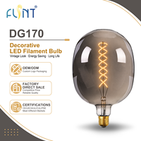 Ampoule LED Fumée de Luxe Antique DG170 7W E26 400LM 2200K, Lampe à Filament Décorative Vintage pour Villa et Hôtel, Éclairage Bronze CE UL