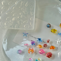 Moule à ongles en silicone souple transparent, motifs 3D de plage, de mer, de poissons, d'étoiles de mer, de coquillages, de crabes, d'octopodes, de hippocampes, outil pour la décoration des ongles