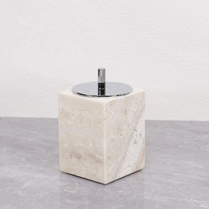 Wholesale Luxury Natural Travertine Stone Marble <strong>Ceramic</strong> Soap Dispenser Dish Bathroom Vanities <strong>Accessories</strong> Set - Product Image 4