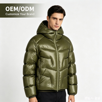 Veste d'hiver matelassée vintage pour homme, en nylon enduit, avec capuche, 90% duvet, fermeture éclair, coupe-vent