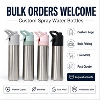 Bouteille d'eau sport en gros à sublimation vierge avec pulvérisateur de brume, OEM pour activités de plein air