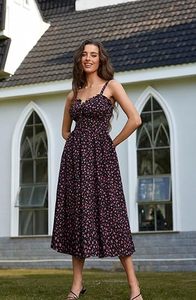 Robe midi florale d'été pour femmes In <span class=keywords><strong>Vogue</strong></span> - Design cintré à la taille - Product Image 3