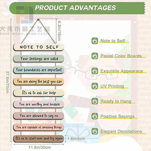 Recordatorios de salud mental Letrero de pared de madera Psicología positiva Afirmaciones <span class=keywords><strong>Terapia</strong></span> Decoraciones de pared colgantes de madera para el hogar - Product Image 2