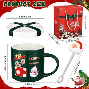 Juego creativo <span class=keywords><strong>de</strong></span> tazas <span class=keywords><strong>de</strong></span> porcelana, diseño minimalista <span class=keywords><strong>de</strong></span> Papá Noel, seguro para el desayuno <span class=keywords><strong>de</strong></span> Feliz Navidad, taza <span class=keywords><strong>de</strong></span> café con <span class=keywords><strong>leche</strong></span>, cuchara - Product Image 2