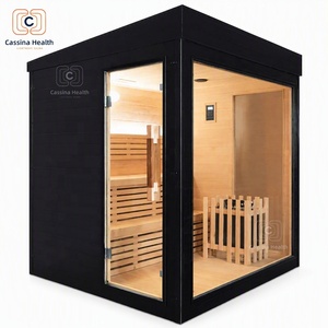 Sauna extérieur <span class=keywords><strong>Cassina</strong></span> Health Black Cube en bois de pruche massif, sauna moderne pour jardin, directement de l'usine - Product Image 2
