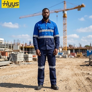 Construction High Hi Vis Workwear <strong>Work</strong> Clothes Wear Jacket Uniform Working for <strong>Men</strong> <strong>Overalls</strong> Industrial Safety Reflective Shirt - Product Image 4