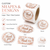 Rouleau d'autocollants transparents personnalisés en feuille d'or rose, étiquettes transparentes imperméables, logo personnalisé, taille sur mesure pour les autocollants d'étanchéité des emballages