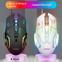 Souris de jeu ergonomique EVESKY E03 à 7 boutons avec rétroéclairage LED, filaire USB, capteur photoélectrique, design silencieux pour ordinateur, e-sport, bureau