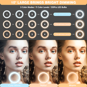 Anneau lumineux de 10 pouces avec trépied de 2,1 m, éclairage photo pliable à intensité variable, flash pour appareil photo, <span class=keywords><strong>kit</strong></span> de vlog, anneau lumineux vidéo LED Aro - Product Image 5