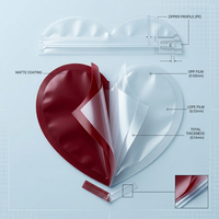 Sac à fermeture éclair en plastique en forme de cœur, résistant à l'humidité, 0,14 mm, avec impression en gravure pour bijoux et petits emballages cadeaux