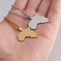 Collier Hip Hop Carte d'Afrique en Acier Inoxydable Vierge, Pendentif Carte d'Afrique Gravée avec Nom