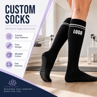 Chaussettes de yoga en coton avec logo personnalisé, antidérapantes, absorbant les chocs, chaussettes de pilates avec grip, échantillon gratuit, chaussettes de yoga pour femmes
