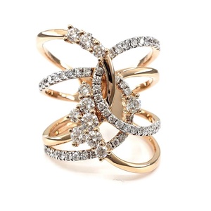 2021 Offres Spéciales Spécial À La Mode Fine Bijoux 18k Or Rose 100% Naturel Diamant Rond Hyperbole Anneau pour Dame Usage Personnel - Product Image 1