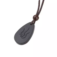 Pendentif en Lave Noire et Collier Pendentif Énergétique Quantique Goutte d'Eau