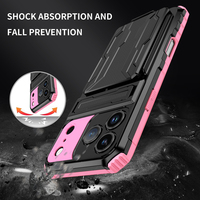 Casing HP Anti Benturan Armor dengan Slot Kartu Tersembunyi, Dompet, Bahan TPU PC, Pelindung Anti Jatuh untuk iPhone 17 Pro Max