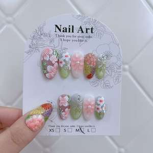 <span class=keywords><strong>Uñas</strong></span> <span class=keywords><strong>Postizas</strong></span> Hechas a Mano, Forma Almendrada, Novedad para Mujer, Artículos de Venta Caliente, Edición Limitada, <span class=keywords><strong>Uñas</strong></span> 3D con Diseño de Concha, Venta al Por Mayor con Set Personalizado - Product Image 2