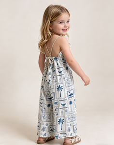 Tutina Estiva Senza Maniche in Lino per Bambine e Neonate, Modello All'Ingrosso - Product Image 2