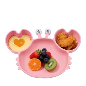 6-Piece Eco-Friendly Durable Silicone Baby Feeding <b>Set</b> Cute Crab Shape Food Plate Fork Spoon BPA Free <b>Microwave</b> Dishwasher Safe - Product Image 5