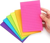 Lot de 6 blocs de notes autocollantes lignées 4x6 pouces, blocs de notes autocollants néon brillants avec lignes lignées pour le bureau et l'école