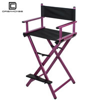 DreamCase Chaise de directeur portable pliante en aluminium Chaise de salon de coiffure et de maquillage avec appui-tête