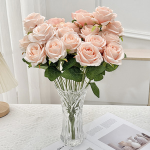Ramo de Rosas Artificiales de 9 Cabezas, de Seda, Alta Simulación, Decoración de Escritorio, Estilo Clásico para Bodas - Product Image 3