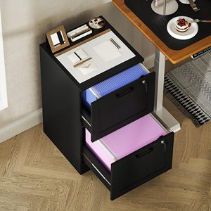 Armoire à dossiers verticale noire SENYU avec 2 tiroirs verrouillables pour usage de bureau - Product Image 6